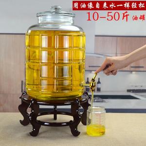 油罐 厨房 家用大容量防漏玻璃油壶食用油桶花生储油罐50斤装油瓶