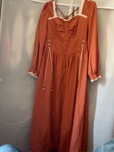 出IEF/爱依服中长款橙色连衣裙 L码，春秋季裙子，中长款，