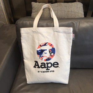 正品日单Aape 白色潮牌迷彩猿人帆布袋 日本杂志单肩包手提