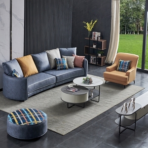 全新科技布沙发小户型客厅现代简约轻奢北欧直排4人弧形布艺沙发