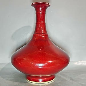 旧货市场收来的古玩古董瓷器旧货元代季红釉花瓶二手闲置瓷器花瓶