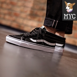 正品 VANS 万斯范斯经典黑白SK8-Hi Mid中帮男女