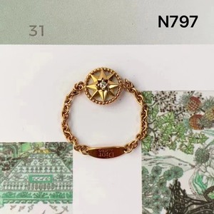 Dior/迪奥八芒星罗盘链条戒指。很新。18k金。51号。特
