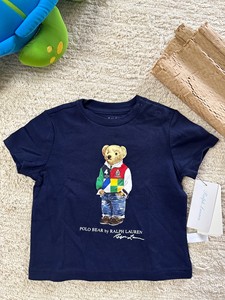 RL拉夫劳伦专柜正品清仓男婴童宝宝12m藏青色小熊短袖T恤上
