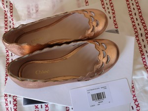 【全新】Chloe女童西班牙制金色经典花边芭蕾平底鞋27
