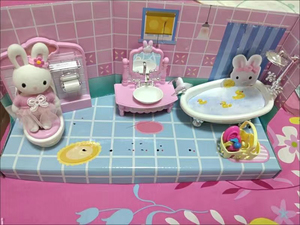 特卖 森米家族小兔子女孩过家家玩具微景小浴室客厅卧室仿真房间