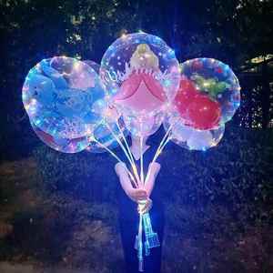 网红儿童卡通气球带灯地推火爆热卖款发光透明波波球街卖夜光玩具