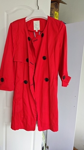 Lily商务风衣，橘红色，九分袖，有腰带可收腰，165尺寸