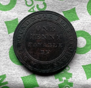 1812英国塞缪尔·菲尔迪·比尔斯顿一便士大铜币、英国tok