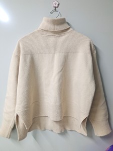 米白色毛衣+米白色裤子一套韩国代购慵懒风羊绒高领套头新款毛衣
