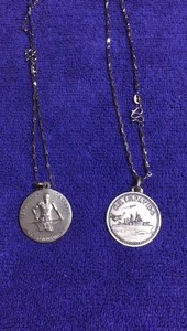 西洋 纯银 铸剑师 海军军舰 罗马古董项链