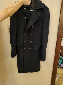 男士呢子大衣，深蓝色，立体剪裁，有点像军款大衣，便宜卖了，L