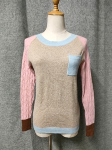Artka阿卡 长袖羊绒衫，100%山羊绒 三种颜色撞色款，