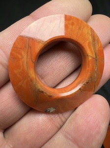 战国时期红缟玛瑙环三才环，全品无伤，光气一流，细节到位牛毛纹