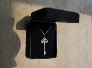 Tiffany Keys 鸢尾花，蒂芬妮蒂凡尼铂金钻石项链