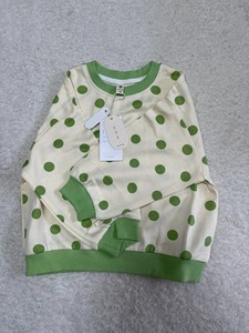全新！100码榛果酱品牌儿童男女宝宝孩子卫衣棉波点绿色