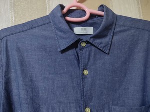 正品优衣库男士棉麻半袖衬衫，含量看水洗标，55%亚麻，45%