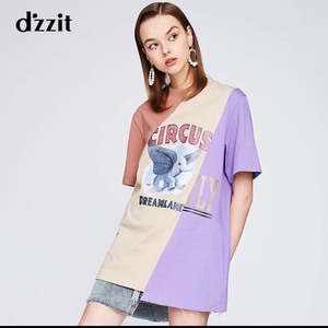 dzzit地素 2019春秋迪士尼小飞象系列印花拼接t恤女3