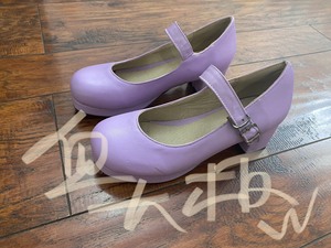cosplay用香芋紫紫色厚底高跟鞋玛丽珍鞋5cm跟高一字扣