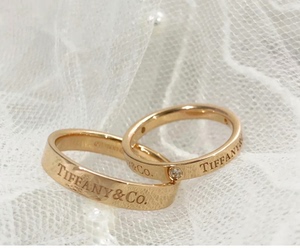 Tiffany蒂芙尼戒指男女同款情侣对戒玫瑰金戒指不掉色
