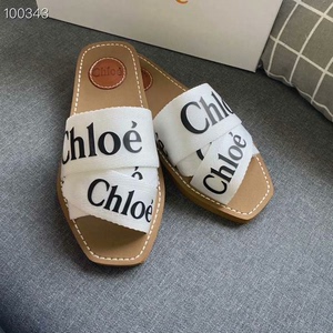 Chloe 克洛伊  纯白色新款交叉编织带罗马拖鞋