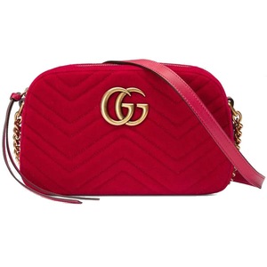 [9.9新] Gucci古奇女士红色丝绒相机包单肩斜跨包公价12000
