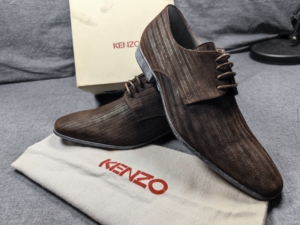 全新法国KENZO（凯卓）真皮男士商务休闲棕色皮鞋原装正品男
