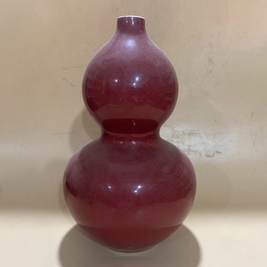 清代单色釉季红葫芦瓶古董古玩瓷器收藏摆件旧货老物件花瓶罐包邮