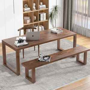 实木纯木头电脑桌简约桌子方形木质设计师办公桌家用书桌工作台