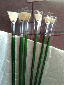 【全新特价】毕加索扇形笔绿杆猪鬃毛扇形油画笔马蒂斯水粉笔扇形
