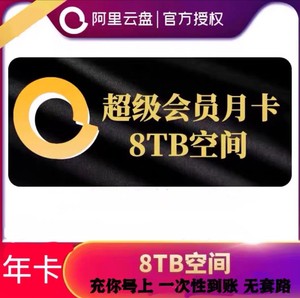 阿里云盘8T超级会员年卡，少量低价促销出售，在线直充！售完为