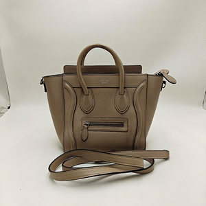 【98新】Celine/瑟琳笑脸nano灰色牛皮女单肩包正品