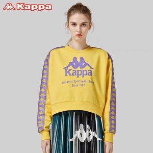正品L码KAPPA卡帕串标长袖连帽加绒卫衣，黄色配紫色我觉得