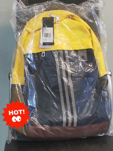 Adidas阿迪达斯 [new]蓝黄拼接双肩包，包两侧有插袋