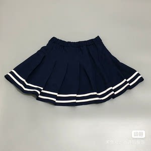 出口韩国童款A字版学院风百褶裙子两个颜色，带防走光安全裤，蓝