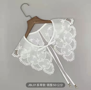 新款韩版白色蕾丝刺绣假领女百搭多功能装饰领衬衣领外搭裙子披肩
