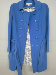 正品牌季候风SEASON WIND高端蓝色羊毛呢大衣，实体品