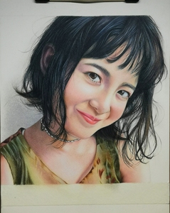 彩铅画山田直美，美国三福霹雳马彩铅，英国获多福细纹水彩纸30