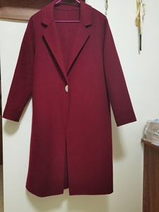 全新lily丽丽专柜正品羊毛大衣外套，经典酒红色，H版型，1