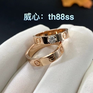 卡地亚戒指18K玫瑰金螺丝钻戒男女情侣订婚对戒指环
