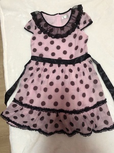 付邮送 女童连衣裙 嗒嘀嗒dadida儿童童装黑色粉色波点蕾