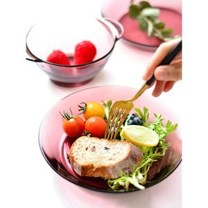 北欧钢化紫色玻璃餐具套装家用创意水果沙拉碗米饭碗泡面碗菜盘子