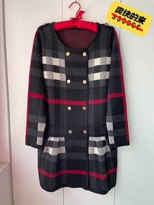 女士长款毛衣连衣裙毛线Burberry英国英伦风衣外套，秋冬