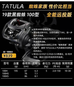 DAIWA/达亿瓦全新达瓦2019款黑蜘蛛路亚水滴轮 100