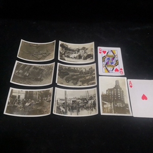民国时期天津水灾，老照片，一组26张，和扑克同等尺寸，整体8