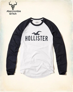 Hollister男装新款春秋季海鸥圆领长袖t恤HCO纯棉男