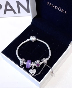 Pandora潘多拉手链紫色系列套装 925银 情人节礼物送