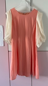 雪纺连衣裙 粉橘色 短款连衣裙