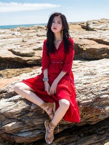 【转卖】一起旅行巴厘岛泰国旅游沙滩裙红色
