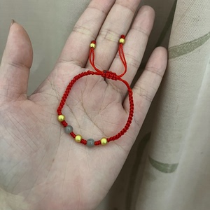 周大福同款红绳手链 自己编的 翡翠珠珠 绳子颜色可换